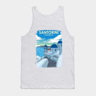 Santorini Greece Vintage Minimal Travel Poster Tank Top